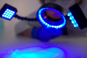 dna testing with blue light instrument
